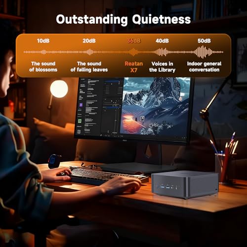 Image of Reatan X7 Gaming Mini PC AMD Ryzen 7 255 (Upgraded 8745HS), 48GB 5600MHz DDR5 2TB Pice 4.0 SSD, OCuLink, Built-in Speakers, USB4 /HDMI 2.1 /DP 8K, Wi-Fi7,2.5G LAN, Mini Desktop Computer, Radeon 780M
