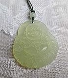 Buddha Jewelry Amulet of Wealth Happy Buddha with coins carved Jade Nephrite Carved Chinese Pendant...
