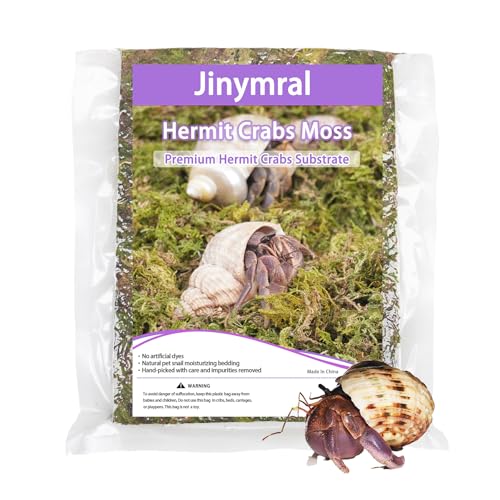 Jinymral 4oz Hermit Crab Moss Substrate, Perfect for Terrarium Habitat Decor& Tank Accessories, Humidity Control & Small Pet Enclosure Supplies