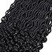 3 Packs/Lot Faux Locs Crochet Hair Braids Deep Wave Wavy Goddess Locs with Curly Ends 24 Strands/Pack Braiding Hair Synthetic Hair Extensions (3 Packs,1B)