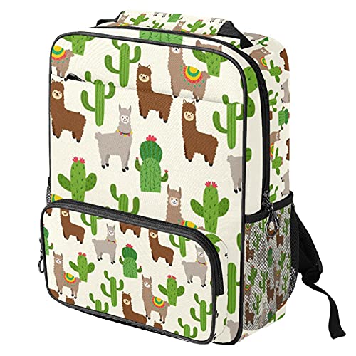 Sac de travail tendance avec motif alpaga marron gris et imprimé cactus