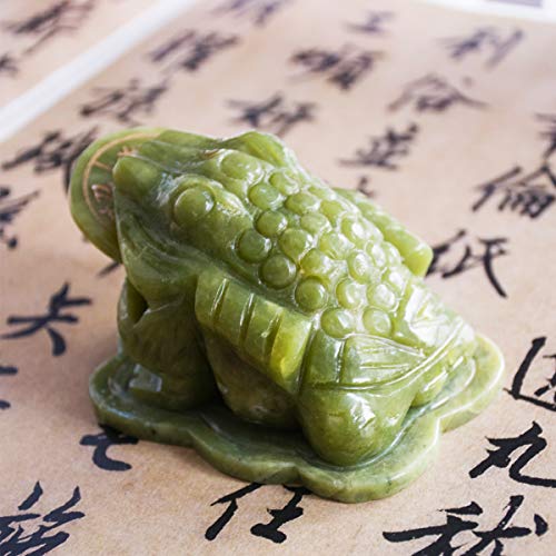 Estatua de Rana de Dinero de Jade Verde miniatura 3