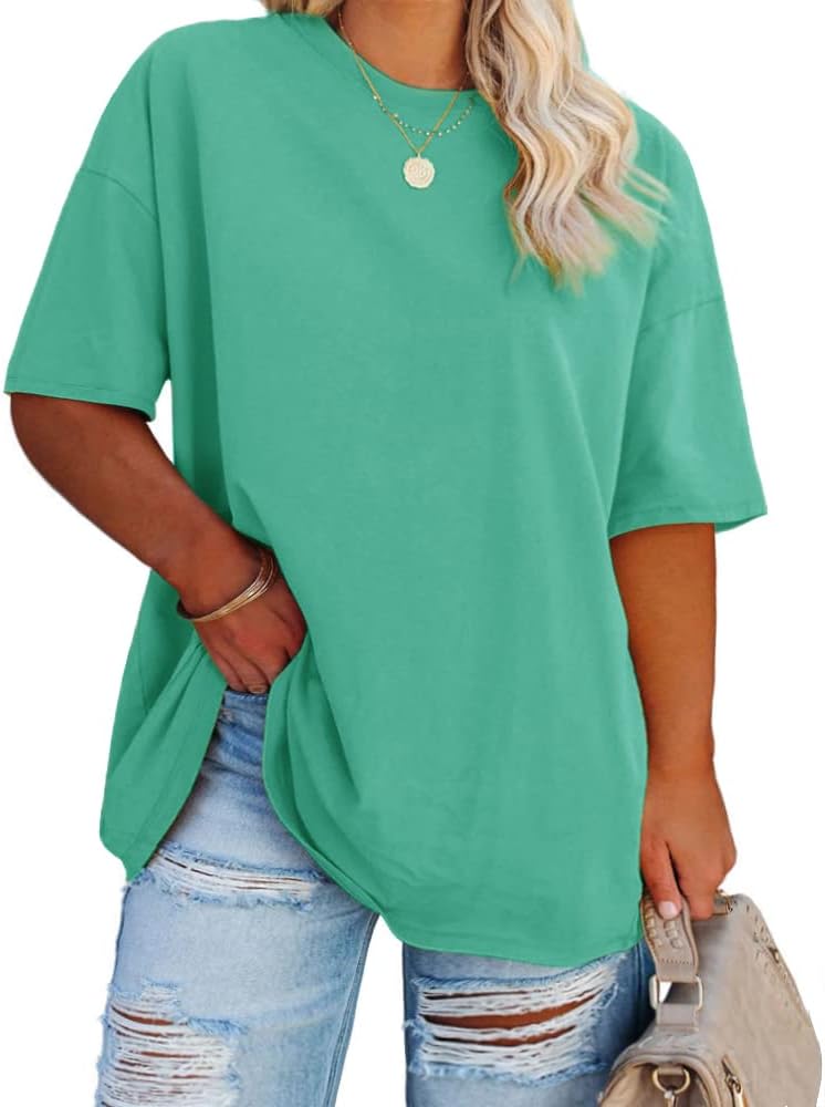 Women's Plus Size T Shirts Oversized Tees Summer Half Sleeve Crew Neck Tunic Tops