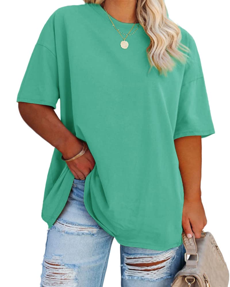 FisoewWomen's Plus Size T Shirts Oversized Tees Summer Half Sleeve Crew Neck Tunic Tops