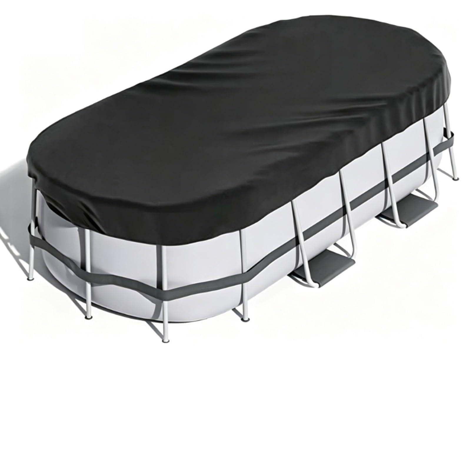 Poolabdeckung Ovale 305x488cm,10x16ft Poolabdeckung mit Kordelzug Whirlpool Abdeckung Schwimmbad Lagertank Abdeckplane,Wasserdicht Staubdicht Oxford-Gewebe Stabilität Installation