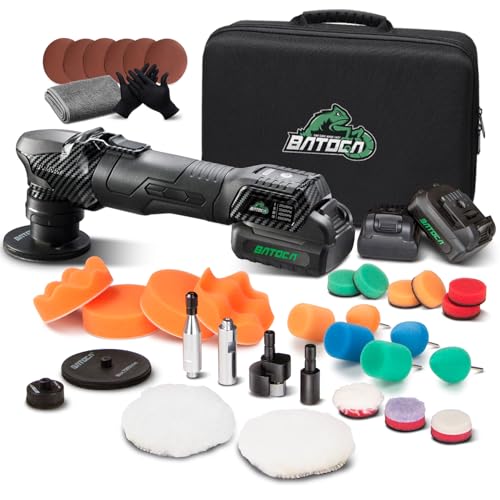 BATOCA S4 Cordless Mini Car Polisher Buffer Sander Rotary Dual Action Polishing Machine 2 2.5Ah Battery for Car Detailing Buffing 1inch 3inch Polishing Pads Variable Speed 2000-5500PRM Brushless Motor option