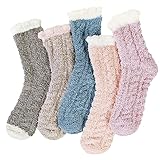 Loritta 5 Pairs Womens Fuzzy Socks Winter Warm Cozy Fluffy Super Soft Slipper Socks,A - Mixed Color