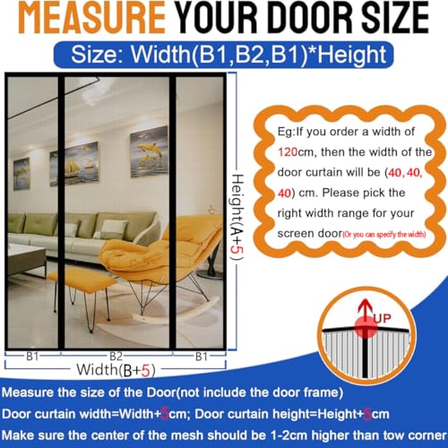 Faltbares Moskitonetz mit Magnetverschluss – Selbstschließend, gute Luftzirkulation, für Balkon- und Terrassentüren Schwarz 205x230cm