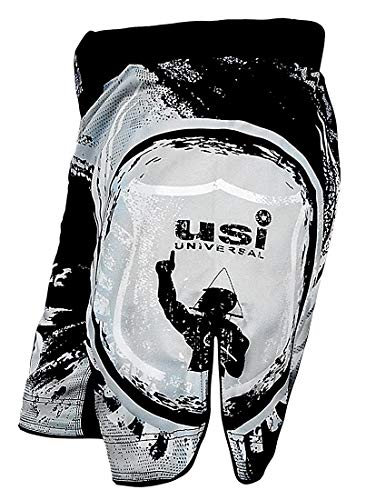 Image of USI Muay Thai Printed Shorts for Mens Gym Shorts Running Shorts Sports Shorts Shorts with Elasticated Waist Tuf Stretch (XL, Black Grey)