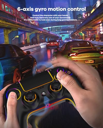 Image of GlowPlayX Wireless Gaming Controller Compatible with PS5 /PC /Mac /iOS /Android /Steam Deck, Gamepad with 7 RGB Lighting /Hall Effect Joystick&Trigger /6-Axis Motion Control /Dual Vibration /Turbo /1500 mAh Battery