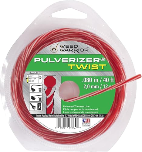Weed Warrior Pulverizer Twist Universal Trimmer Line, 0.080'...