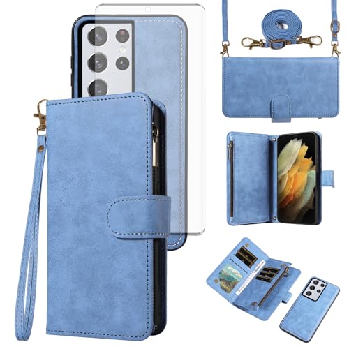 Protection écran verre trempé et coque bandoulière Samsung S21 Ultra Asuwish