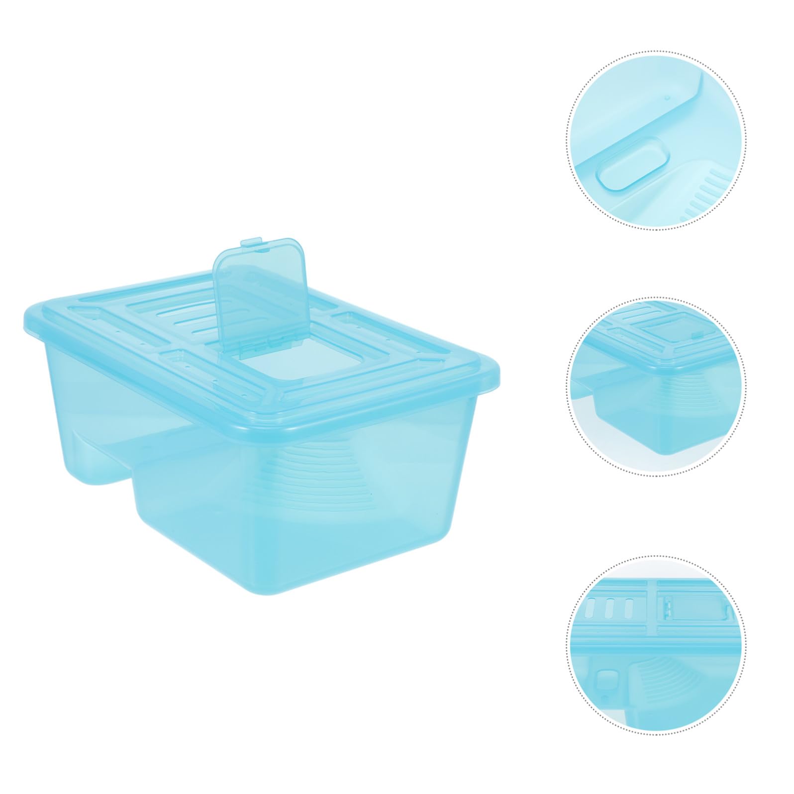 INOOMP Acquaterrario Tartarughe Blu in Plastico Piattaforma per Asciugatura e Vasca Alimentazione Integrata, Terrario Pratico e Resistente per Rettili