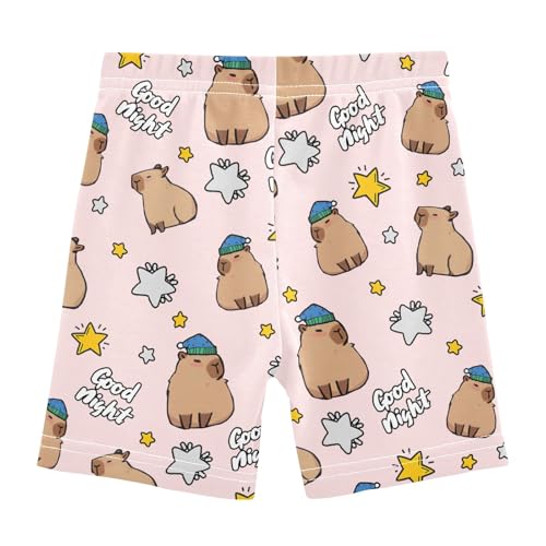 Funny Sleep Capybara Red Prints Girls Shorts Elastic Waist Sports Shorts Girls Leggings Pants for 4-10 Years2