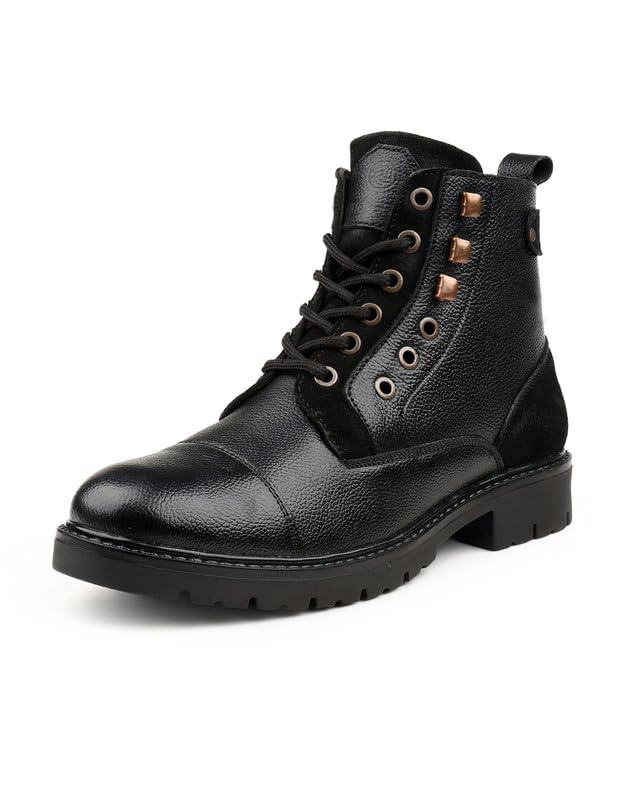 bacca bucci Men's DRAGON Splash proof full Leather Classic Fashion Boots for Bikers Riders Trekking Trails Backpacking and Hiking | 6 Inches | Ankle Height | All day wear-picture-25