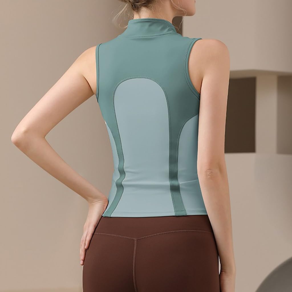 Polo Golf Mujer Ligero Sin Mangas de Secado Rápido Camisetas de Tenis Cremallera de Verano Correr Deportes Camiseta Sin Mangas
