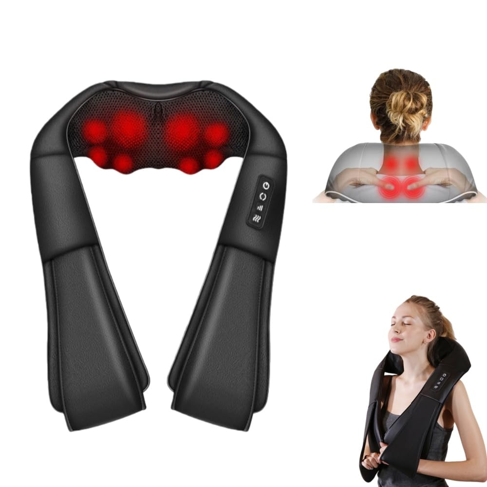 CloudLuxe - Massagegerät Warmefunktion 3D Nackenmassagegerät - Deep Massage für Hals, Rücken & Taille, für ganze Familie