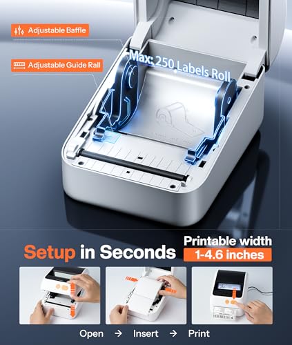 Image of Phomemo D421R Bluetooth Thermal Label Printer with Screen for Paper Level Display - Shipping Label Printer for Small Business, RFID Auto Size Detection 4x6 Thermal Printer with Segmented Code Screen