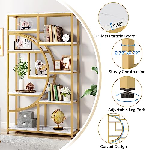 Image of Tribesigns Bookshelf Industrial 5 Tier Etagere Bookcase, Freestanding Tall Bookshelves Display Shelf Storage Organizer with 9-Open Storage Shelf for Living Room, Bedroom