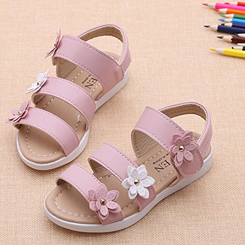Baby Girls Boys Kid Child Summer Shoes Flower Sandals Premium Anti-Slip Soft Sole Shoes Princess (Pink, 9-9.5 Years)3