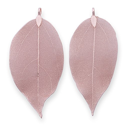 Dos colgantes de hojas galvanizados, a la moda, de filigrana; abalorios que parecen hojas reales y sirven para bisutería Cover