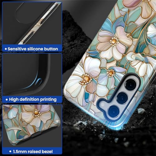 Coque Samsung S23 protection hybride 2 couches fleurs vitrail - 3