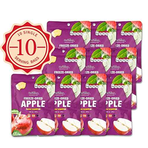 Onetang Freeze-Dried Fruit Apple Chips, 10 Pack Single-Serve Pack, Non Gmo, Kosher, No Add Sugar, Gluten Free, Vegan, Holiday Gifts, Healthy Snack 0.35 Ounce #TOP2