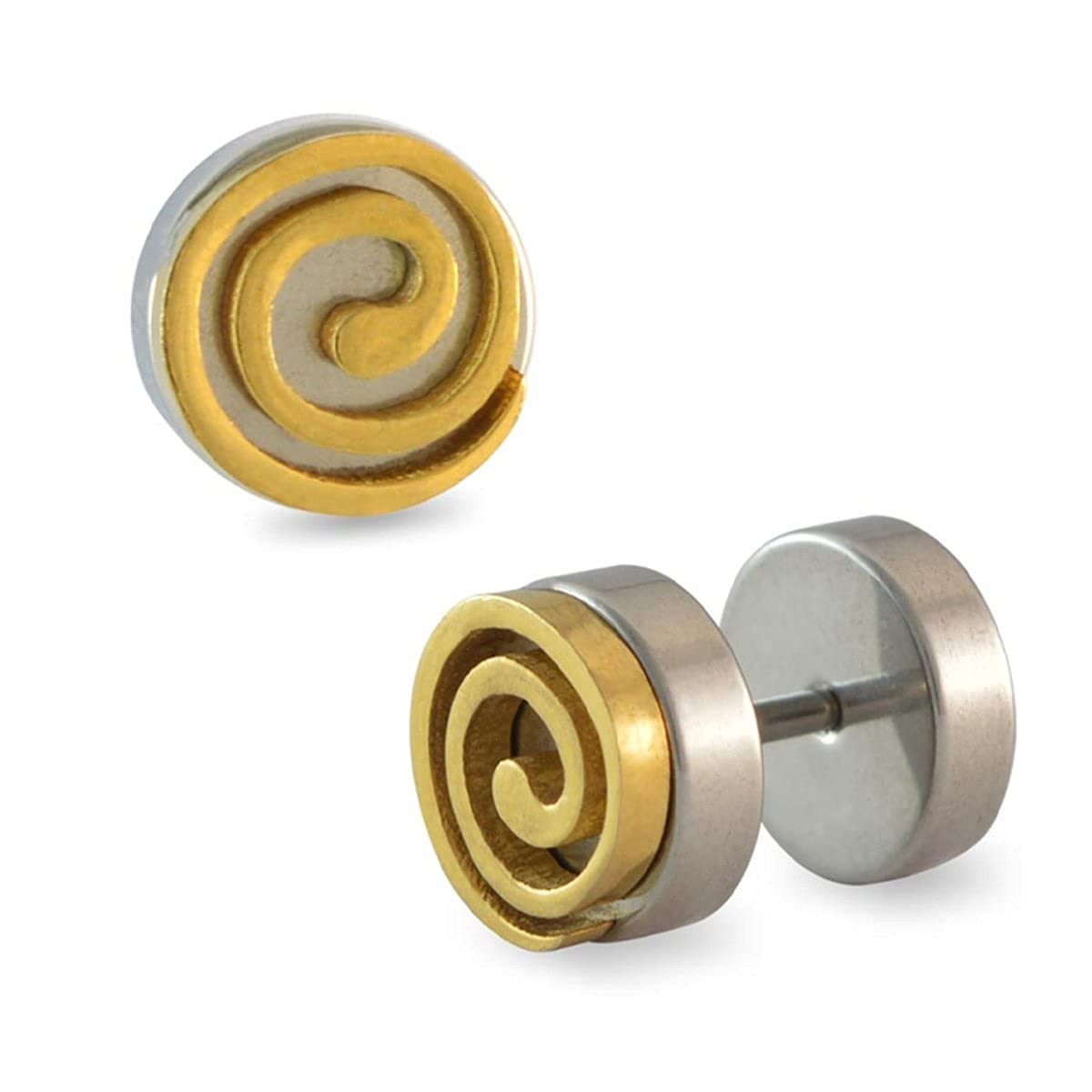 Biker Peace Multicolor Stainless Steel Rhodium Pierced Stud Pair Earring For Men Gift-image-1