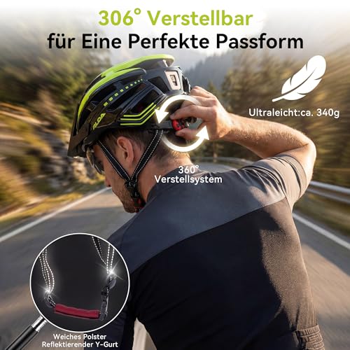 RLQA Fahrradhelm Herren Damen, MTB/Rennrad Helm mit Abnehmbarer Magnetischer Visier & Brille, Radhelm mit 24 Luftungsschlitzea… – Ansicht 6