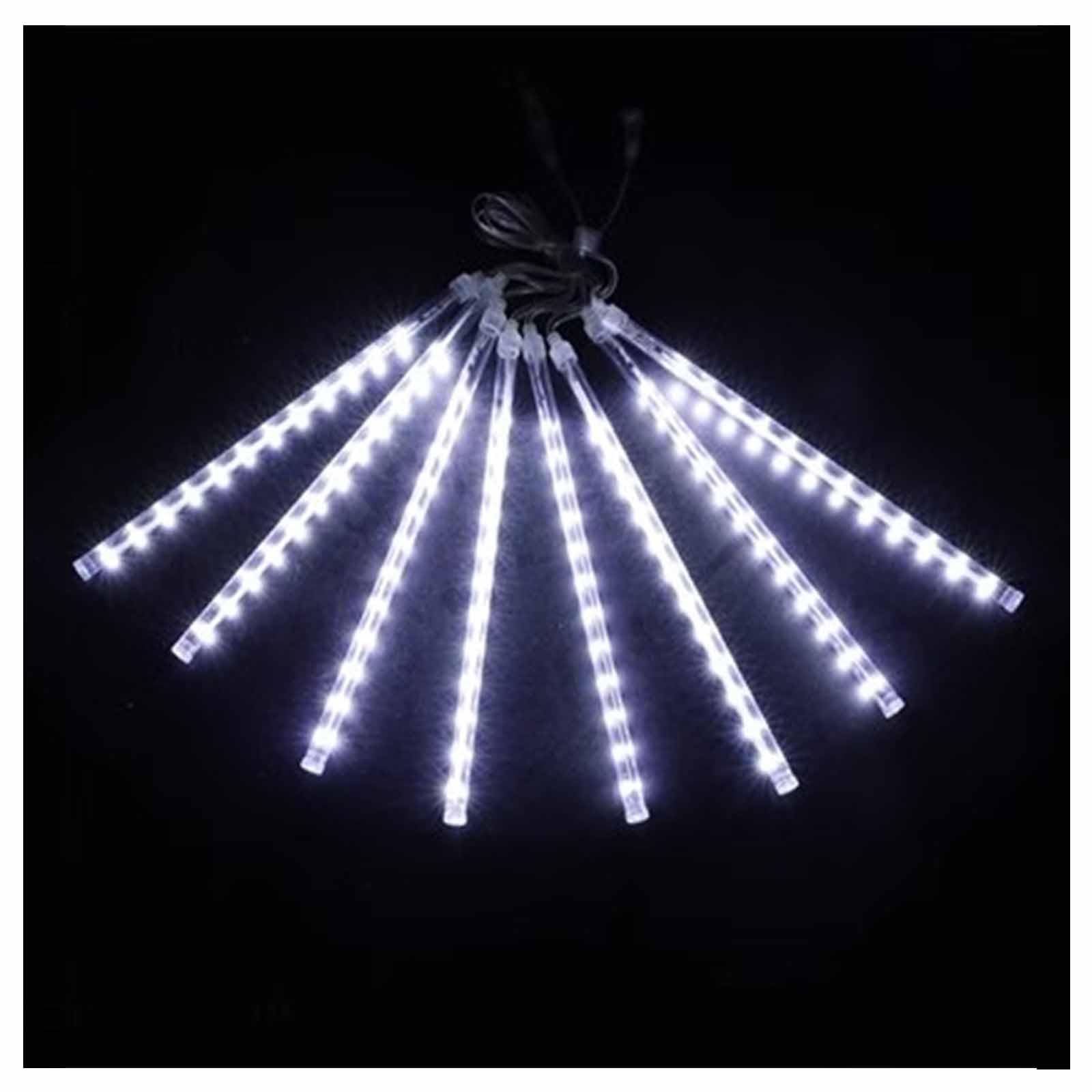 Zewnętrzne oświetlenie słoneczne do deszczu meteorytów, wodoodporne świąteczne światła słoneczne, 10 lampek wiszących LED 30 cm (biały, słoneczny 80 cm)