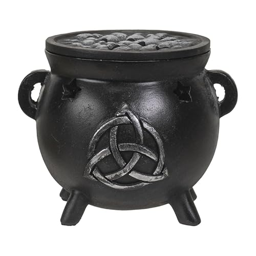 Pacific Giftware Black Celtic Triquetra Cast Iron Cauldron Incense Burner