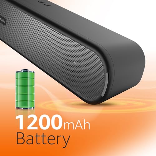 Image of amazon basics X12 16W Bluetooth Soundbar with 1200 mAh Battery | 2X Bass | Up to 10 hrs of Playback | Bluetooth 5.3, Aux & USB Connectivity (Black)