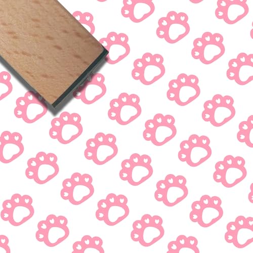 CRASPIRE Mini Wooden Rubber Stamp 3/5 Inch Paw Print Cute Pattern Small Wood Stamps Vintage Reusable Print for DIY Craft Card Scrapbooking Journaling Albums Card Making Planner Envelope Photo