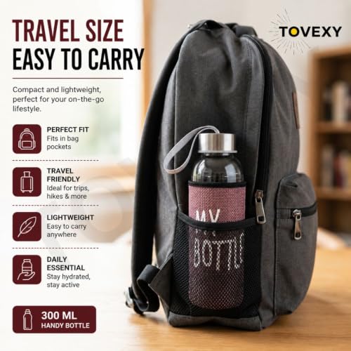 Image of 300ml Glass Water Bottle with Jute Sleeve & Carry Strap | Leakproof Airtight Lid | Reusable Glass Drinking Bottle for Water, Juice, Milk for Office, Gym, Travel & Home (300 ml, 1 count)