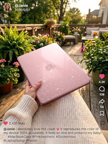Image of EooCoo Compatible with Apple 2026 MacBook Neo Case 13 inch Mac Laptop A3404 with A18 Pro Chip & 13 inch Liquid Retina Display, Sparkly Transparent Hard Shell, Plastic Snap-on Cover, Glitter Crystal Blush