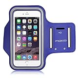 iPhone 6 Plus Armband, iPhone 6s Plus Armband, MoKo Sports Running Armband with Key Holder & Card Slot Sweatproof Gym Jogging Fitness Arm Band Case Cover, INDIGO (Fits Cellphones up to 6.0