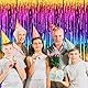 Jeqqinuz 4 Stück Lametta Vorhang Bunt, Metallische Glitzervorhang Fringe Luftschlangen Geburtstag Regenbogen Deko für Carnival Party Bühnendekor, 1m x 2m Lamettavorhang Tinsel Folie