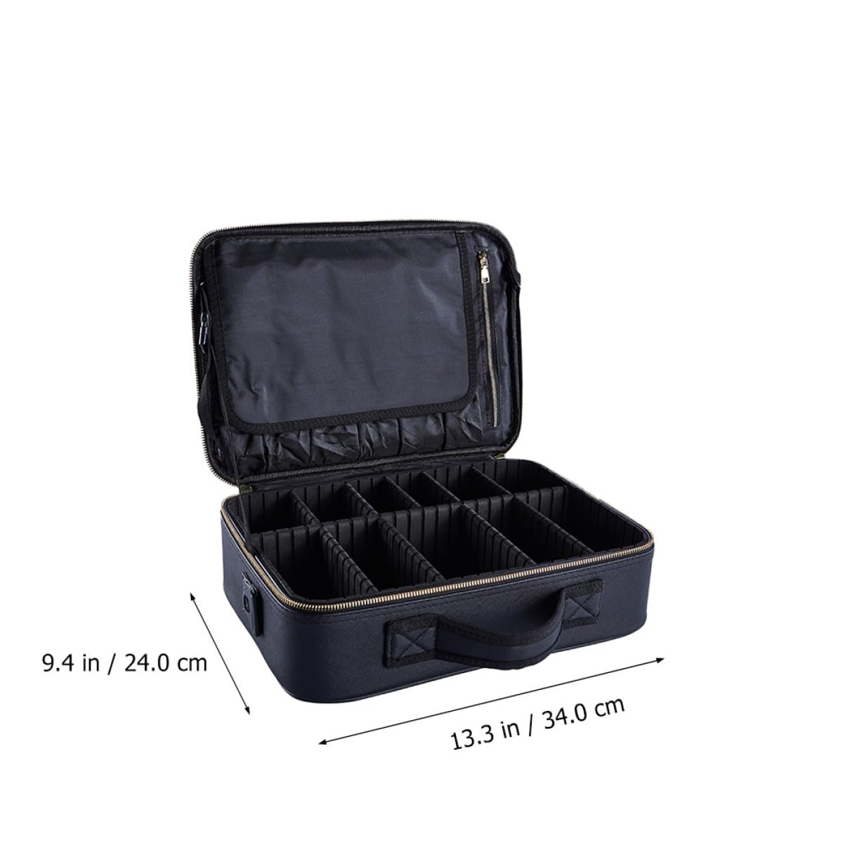 Trousse Porta Trucchi Donna Oxford Nero Design a Scomparti e Manico, Astuccio da Viaggio Compatto e Pratico per Cosmetici