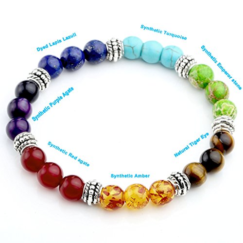 Jovivi 7 Chakra Crystals Gemstones Healing Beads Bracelet Women Natural Stone Yoga Reiki Balancing Mala Meditation Beaded Lucky Charm Stretch Bracelet,Mothers Day Gifts - Image 5
