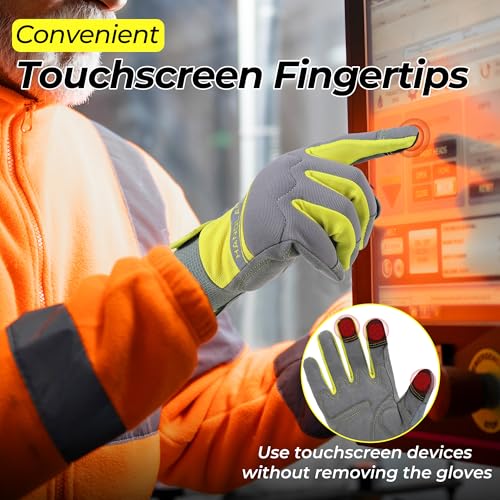 Image of HANDLANDY Work Gloves for Men & Women, Utility Mechanic Working Gloves Touch Screen, Flexible Gardening Gloves for Yard