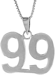 Amazon.com: Sterling Silver Number 99 Necklace for Jersey