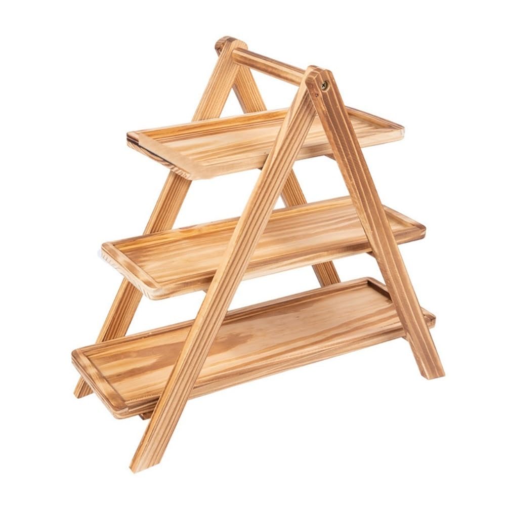 Plateau à fruits à 3 niveaux en bois massif et cake stand de présentation de cuisine
