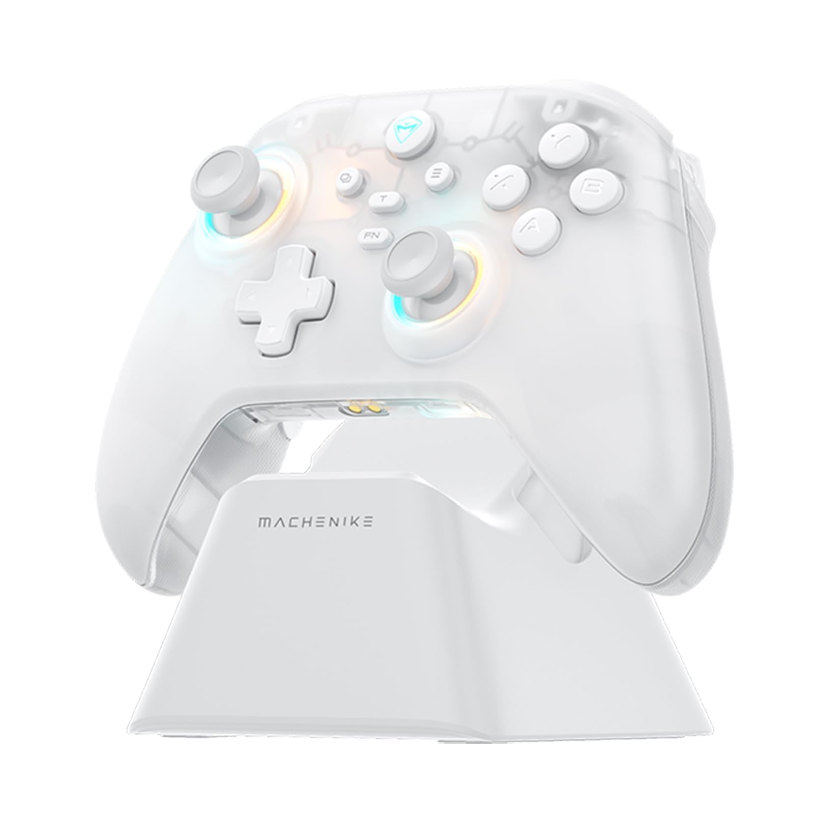 Machenike G3V2 Controller PC, Gamepad PC Wireless, 2 Einstellbare Hall Effekt Joystick, 2 Programmierbare Tasten, mit Bunten RGB-Lichtern, für Switch/iOS/Android, 1000mAh Akku (Weiß PE)