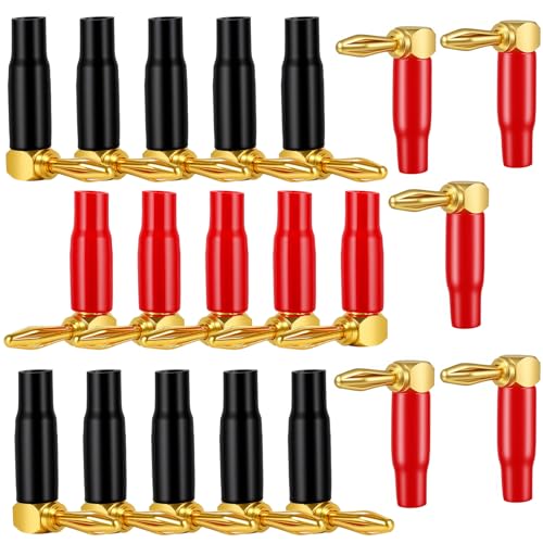 20 conectores banana 4mm ángulo recto oro 24K miniatura 1