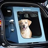 Snagle Paw Portable Dog Crate for Car Travel, Collapsible Large Dog Travel Crate with Metal Frame & 3-Door Mesh Windows, Secures in Trunk/Backseat, Soft-Sided Kennel Carrier for Medium Large Dogs-L