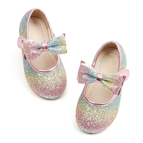 Image of PHIRAMIN Toddler Flower Girl Dress Shoes - Little Girl Mary Janes Flats Wedding