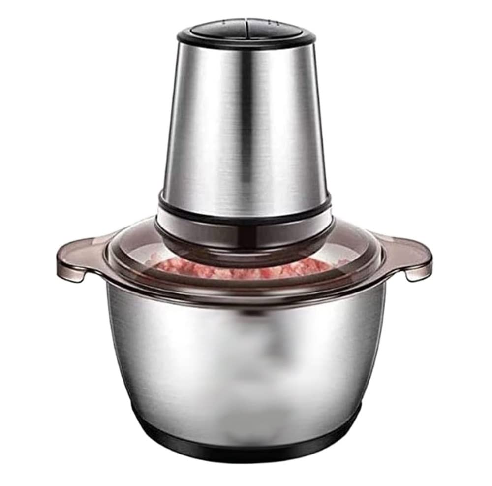 Robot de cocina eléctrico, mini picadora eléctrica para carne, verduras, frutos secos, cuenco de acero inoxidable de 2 L, 2 velocidades, fácil de limpiar, 300 W