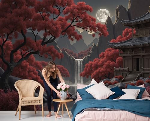 Fresque poster XXL cascade d'érable avec impression haute définition effet rétro 3D
