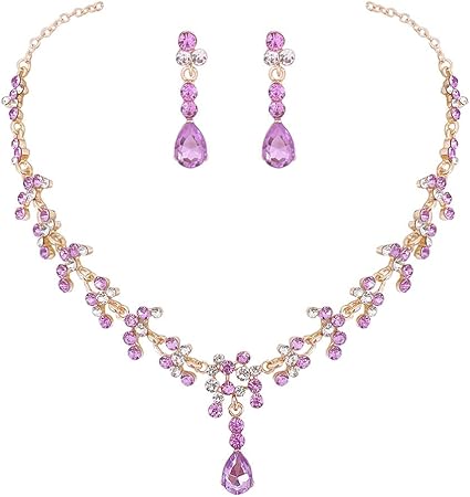 Set Collana E Orecchini Crystal Per Sposa - Gioielli Eleganti Per Donne E Ragazze - Foto 4