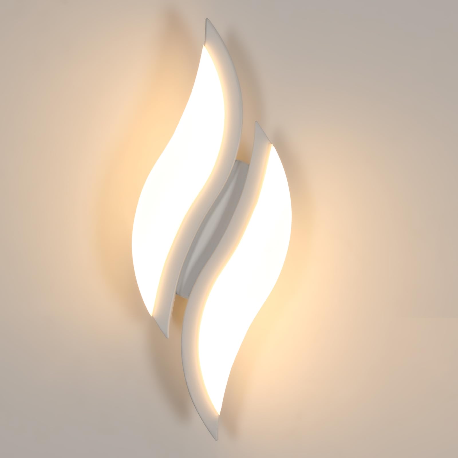 Goeco LED Interior Wall Light, Acrylic Wall Light, 12 W, 1350 LM, White Spiral Light for Bedroom, Balcony, Hallway, Warm White Light 3000 K